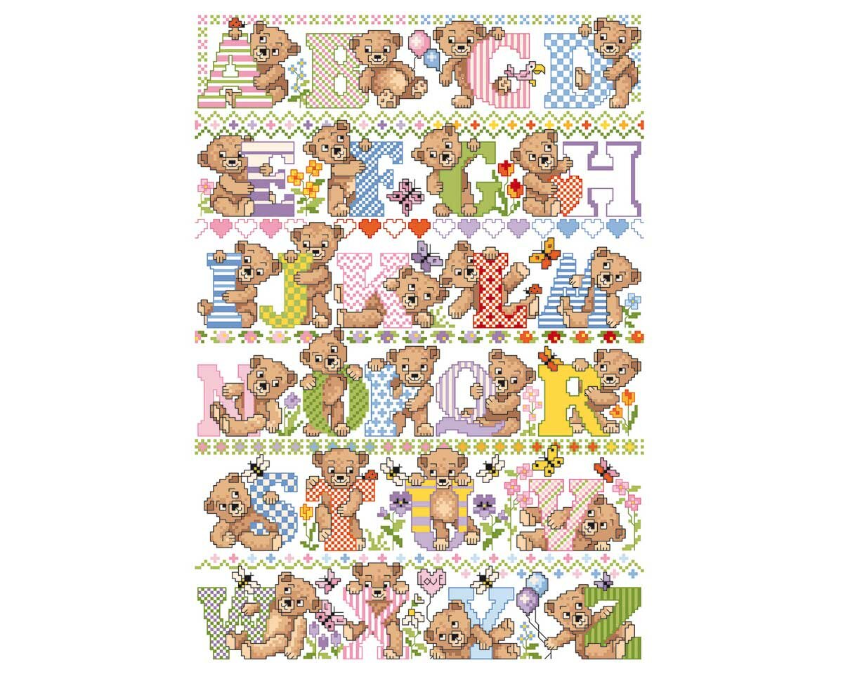 Stickvorlage Teddy ABC Lindners Kreuzstiche 9 99