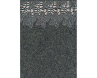 Edler italienischer Walk mit eingearbeiteter Spitzenbordüre CARLOTTA, dunkelgrau-grau