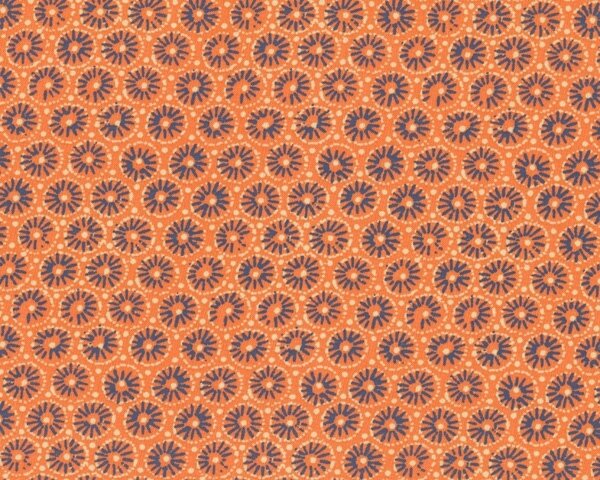 Patchworkstoff "Bromley" mit kleinen Kreis-Blüten, dunkles aprikot-graublau