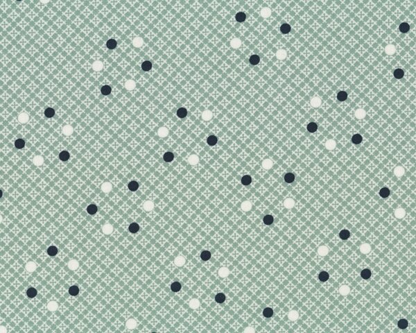 Patchworkstoff FLORENCE mit Kreuzchen-Rauten und Punkte, mintgrün