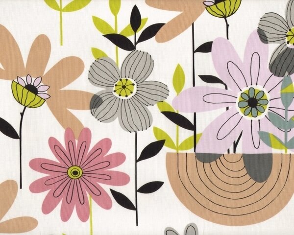 Patchworkstoff BARCLAY, langstielige Blumen, beige-altrosa, Alexander Henry