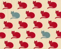 Patchworkstoff NECO, sitzende Katzen, helles beige-rot, Moda Fabrics
