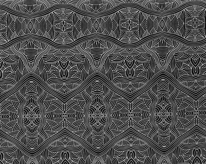 Australischer Patchworkstoff NAMBOOKA, Wellen-Ornamente, schwarz-weiß