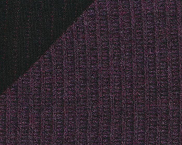 Strickstoff mit Alpaka-Wolle MONTBELIARD, Rippenmuster, gedecktes aubergine-schwarz, Hilco