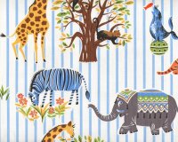 Patchworkstoff "Zoologie" mit Elefant, Giraffe,...