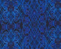 Patchworkstoff KISMET FLASH DANCE, Wellen-Kaleidoskop-Muster, ultramarinblau