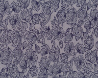Baumwoll-Jacquardjersey JUST MAY, Blütenzweige, grau-dunkelblau