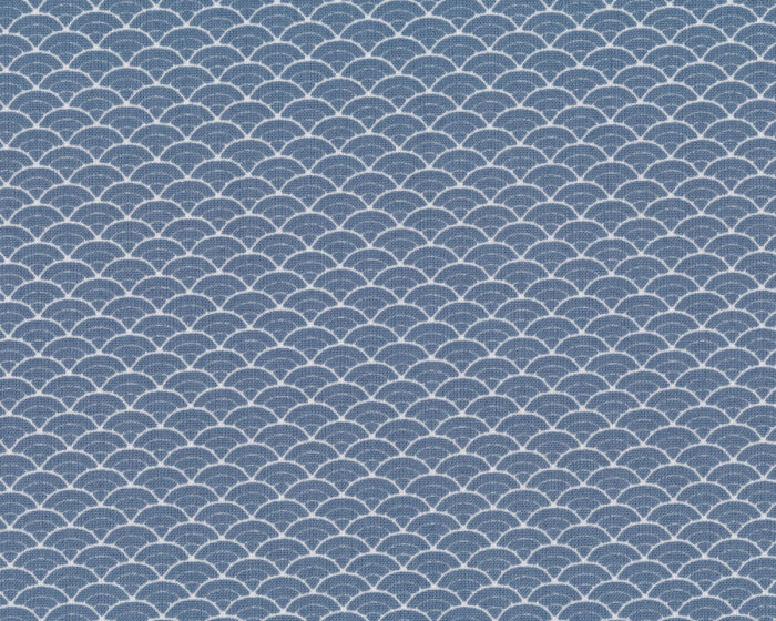 45 cm Reststück Westfalenstoff KYOTO, Schuppenmuster, taubenblau-wollweiß