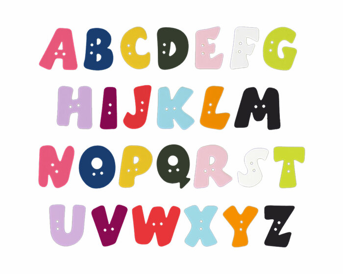 Buchstabenknopf ALPHABET, Union Knopf lila D