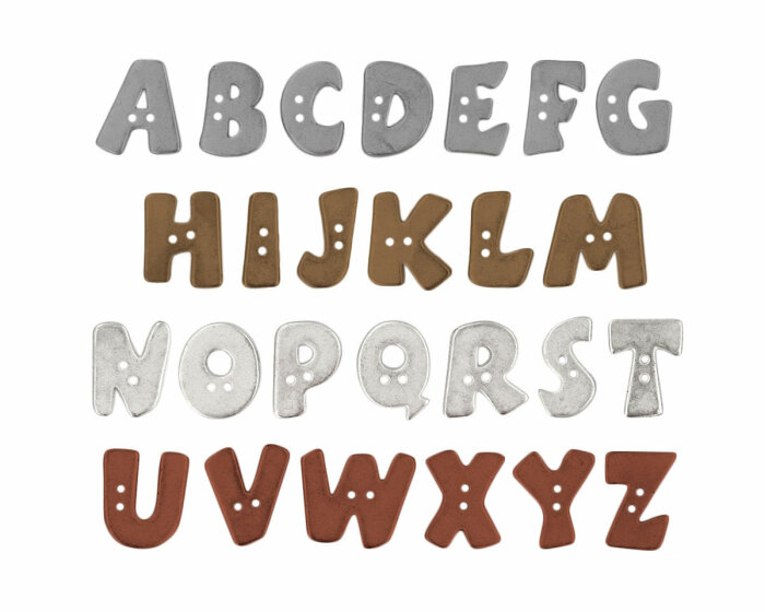 Buchstabenknopf ALPHABET, metallic, Union Knopf altmessing C