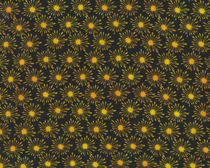 Patchworkstoff UNUSUAL GARDEN II, Blütenstrahlen, schwarz-gelb, In The Beginning