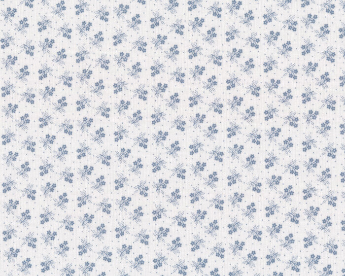 65 cm Reststück Westfalenstoff KYOTO, Streublümchen, taubenblau-wollweiß