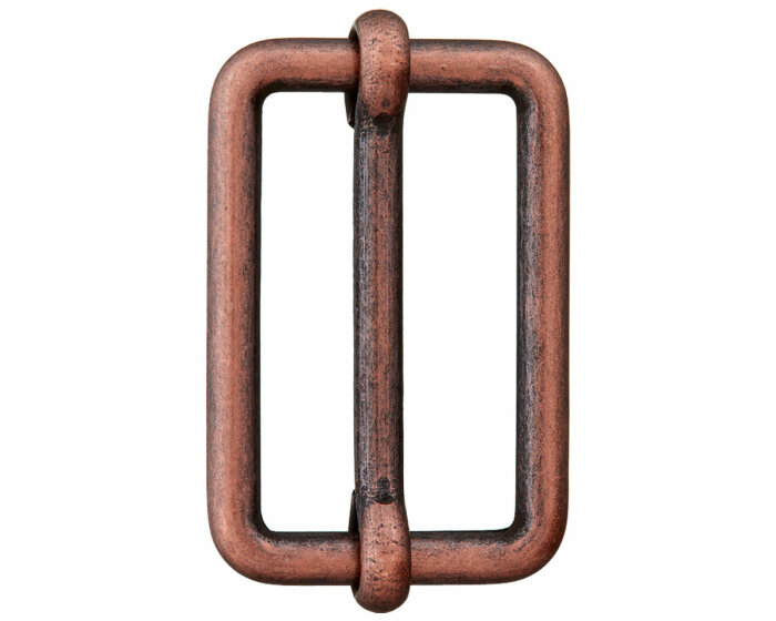 Leiterschnalle mit Steg aus Metall, Union Knopf altkupfer 50 mm
