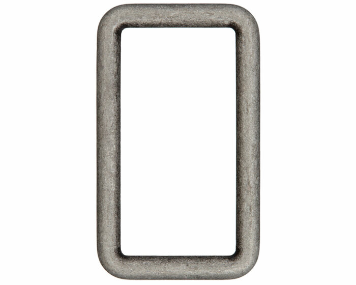 Rechteck-Ring aus Metall, Union Knopf altsilber 50 mm