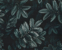 Viskosestoff DARK LEAVES, Blätter, schwarzblau,...