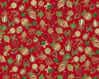 Metallic-Patchworkstoff HOLIDAY CHARMS, Kugeln, rot-gold,...
