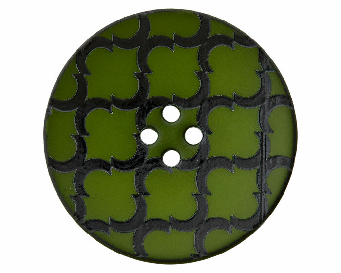Kunststoffknopf ROYAL mit Karomuster, Union Knopf grün 18 mm