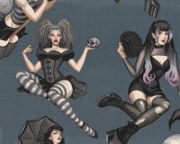 Patchworkstoff GORGEOUSLY GOTH, Gothic Pin-Up-Girls,...