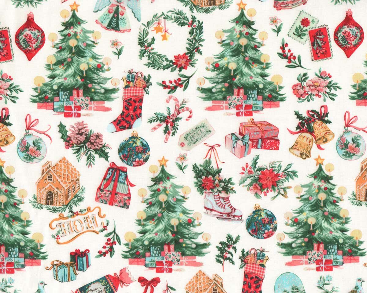 Patchworkstoff NOEL, Weihnachtsbaum, wollweiß, Windham Fabrics, 24,99