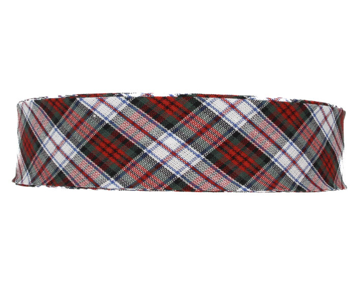 Baumwoll-Schrägband Schottenkaro weiß-rot 18 mm