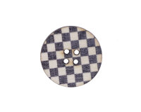 Holzknopf mit Schachbrettmuster, schwarz-weiß