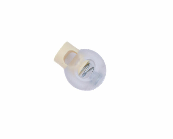 Runder Kordelstopper, 5 mm Durchlass, halbtransparent beige