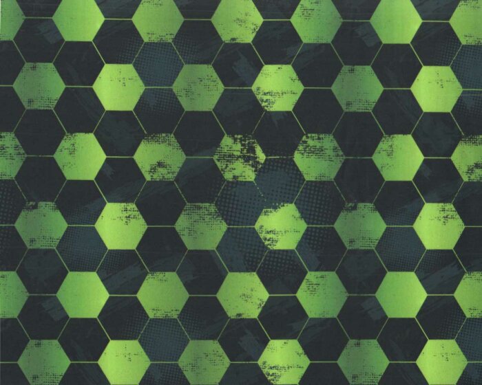 Baumwollstoff FUSSBALL, Hexagone, schwarz-grün, Swafing
