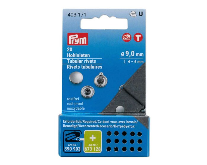 Vario Creative Tool HOHLNIETEN, 7,5 und 9 mm, silber, Prym 9 mm (4-6 mm)