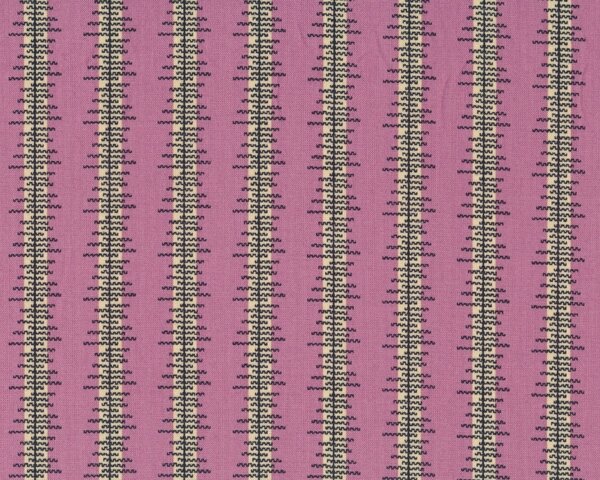 40 cm Reststück MIT FEHLER Patchworkstoff "Chicopee" mit Zacken-Wellen-Streifen, gedecktes pink-schwarz