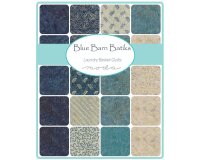 30 cm Reststück Batik-Patchworkstoff BLUE BARN BATIKS, diagonale Punkte-Streifen, hellbeige-gedecktes jeansblau, Moda Fabrics