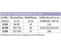 Zwischenmass Schnittmuster KLEID MIT TEILUNGSNÄHTEN und Seitentaschen 168 M (Mittlerer Umfang)