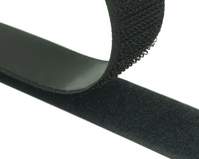 Selbstklebendes Klettband DOPPEL-KLEBER, permanent, 20 mm, weiß und schwarz