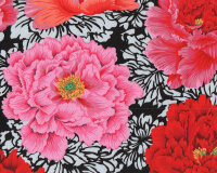 35 cm Reststück Patchworkstoff BROCADE PEONY,...