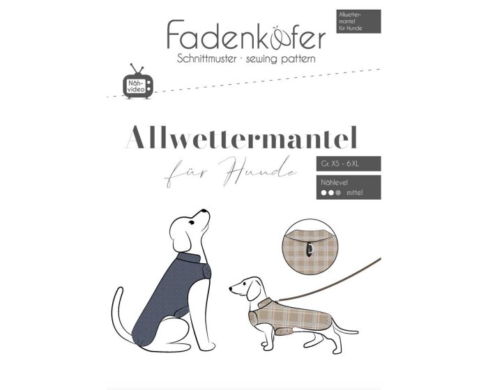 Schnittmuster für Hunde ALLWETTERMANTEL, fadenkäfer