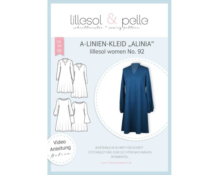 Damen-Schnittmuster A-Linien-Kleid ALINIA, lillesol women No.92