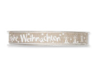 4 m Dekoband FROHE WEIHNACHTEN, 15 mm, natur