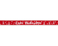 4 m Dekoband FROHE WEIHNACHTEN, 15 mm, rot