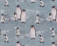 Baumwollsweatstoff BEYOND NORDIC, Pinguine, blaugrau,...