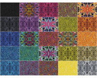 40 cm Reststück Patchworkstoff KISMET FLASH DANCE, Wellen-Kaleidoskop-Muster, ultramarinblau