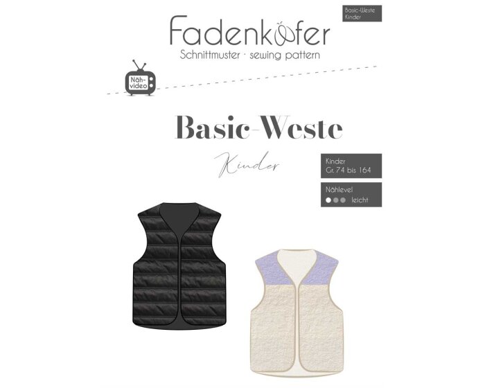 Kinder-Schnittmuster Basic-Weste, fadenkäfer