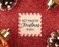 Metallic-Web-Etikett ALL I WANT FOR CHRISTMAS, Streifen,...