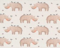 Baumwolljersey I LIKE AFRICA, Nashorn, beige, Hilco