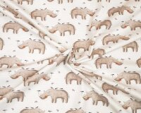 Baumwolljersey I LIKE AFRICA, Nashorn, beige, Hilco