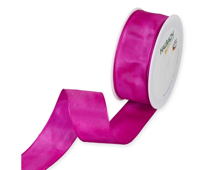 3 m Taftband mit Drahtkanten, 40 mm, fuchsia