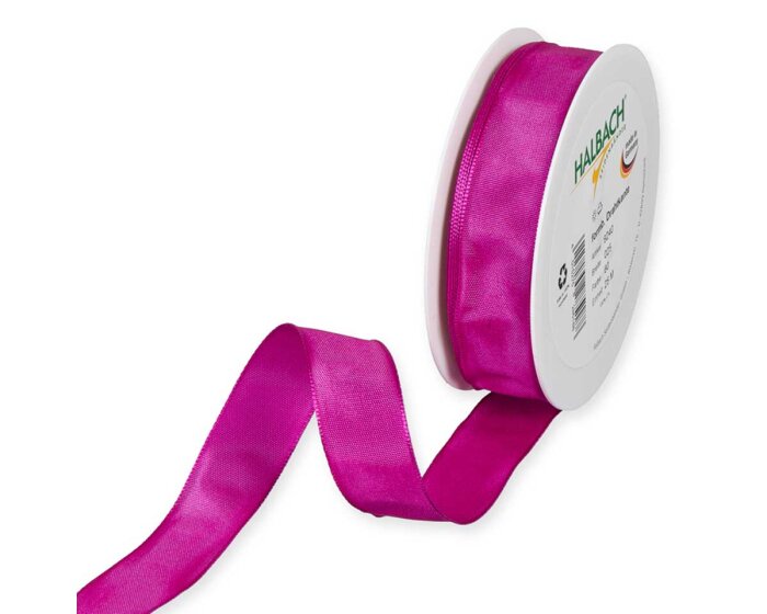 4 m Taftband mit Drahtkanten, 25 mm, fuchsia