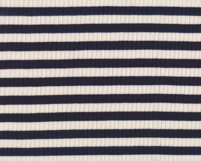 Baumwoll-Rippenjersey RIP STRIPE, breite Streifen, dunkelblau, Hilco